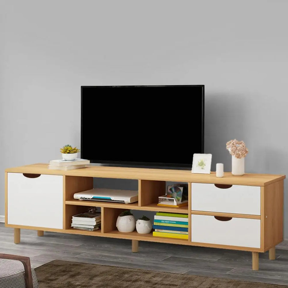 TV Stand With 3 Drawer Modern Strong Load-bearing TV Console Table Large Storage Capacity Television Stand With Solid Wooden Leg