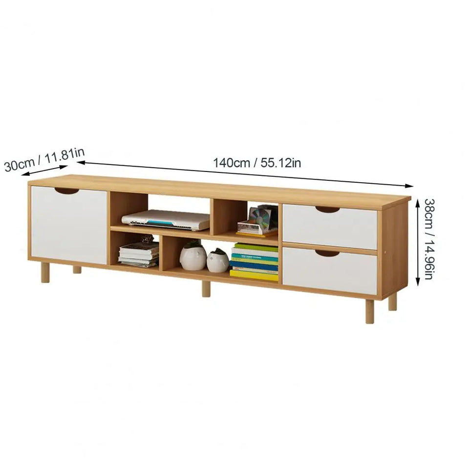 TV Stand With 3 Drawer Modern Strong Load-bearing TV Console Table Large Storage Capacity Television Stand With Solid Wooden Leg