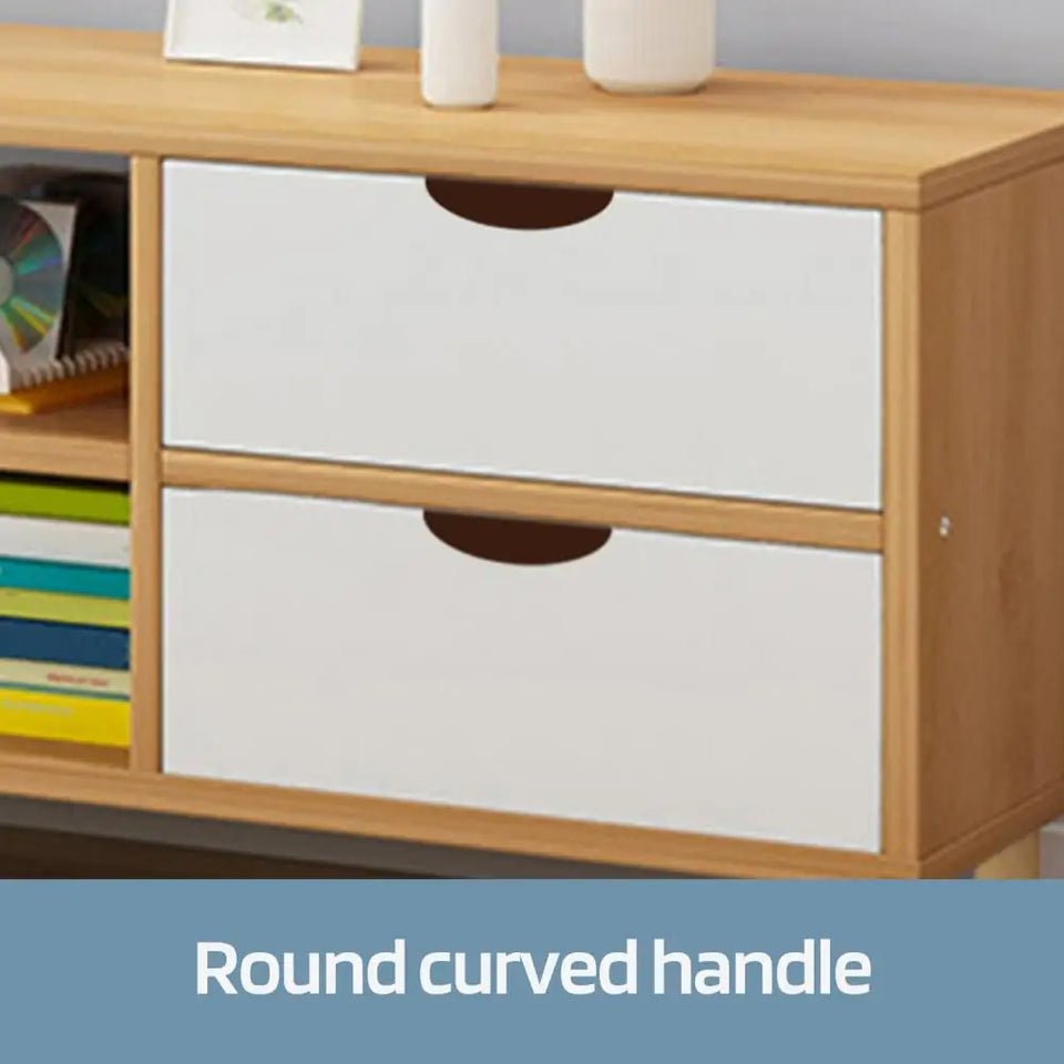 TV Stand With 3 Drawer Modern Strong Load-bearing TV Console Table Large Storage Capacity Television Stand With Solid Wooden Leg