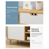 TV Stand With 3 Drawer Modern Strong Load-bearing TV Console Table Large Storage Capacity Television Stand With Solid Wooden Leg